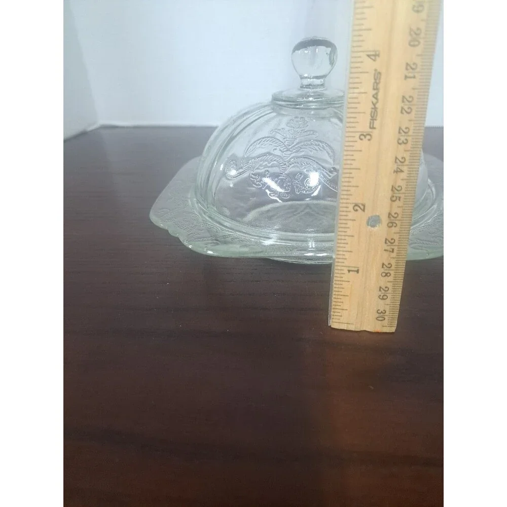 Vintage Federal Madrid Glass Butter/Cheese Dish With Etched Design
